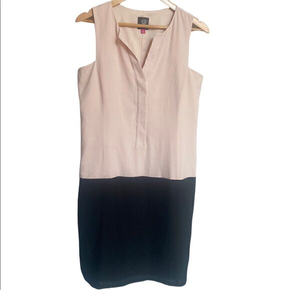 Vince Camuto Blush & Black Colorblock Shift Dress Size 8 - Picture 1 of 3
